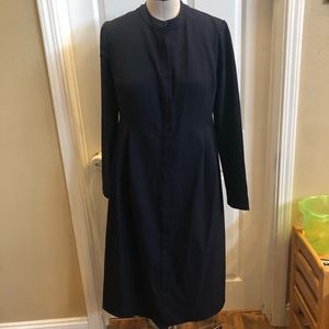 Annah hariri navy long-sleeve button up dress 12 (B03)